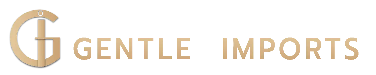 The "Gentle Imports" company logo, featuring a stylized beige letter G and the full brand name with a textured appearance.
